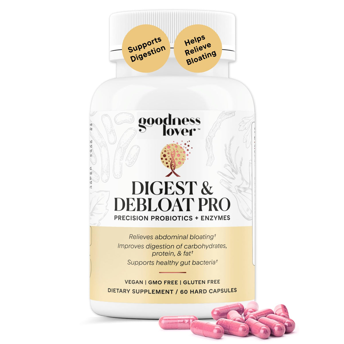 Goodness Lover Digest & Debloat Pro, Natural Digestive Enzymes Probiotics for Bloating Relief and Gas Relief, Probiotic Supplement for Women and Men, - PrimeBioHealth - canada supplements