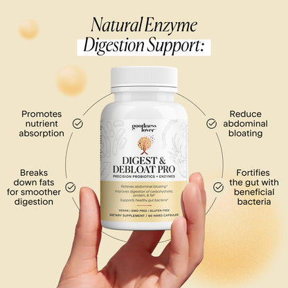 Goodness Lover Digest & Debloat Pro, Natural Digestive Enzymes Probiotics for Bloating Relief and Gas Relief, Probiotic Supplement for Women and Men, - PrimeBioHealth - canada supplements