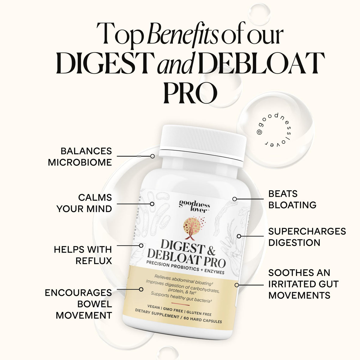 Goodness Lover Digest & Debloat Pro, Natural Digestive Enzymes Probiotics for Bloating Relief and Gas Relief, Probiotic Supplement for Women and Men, - PrimeBioHealth - canada supplements