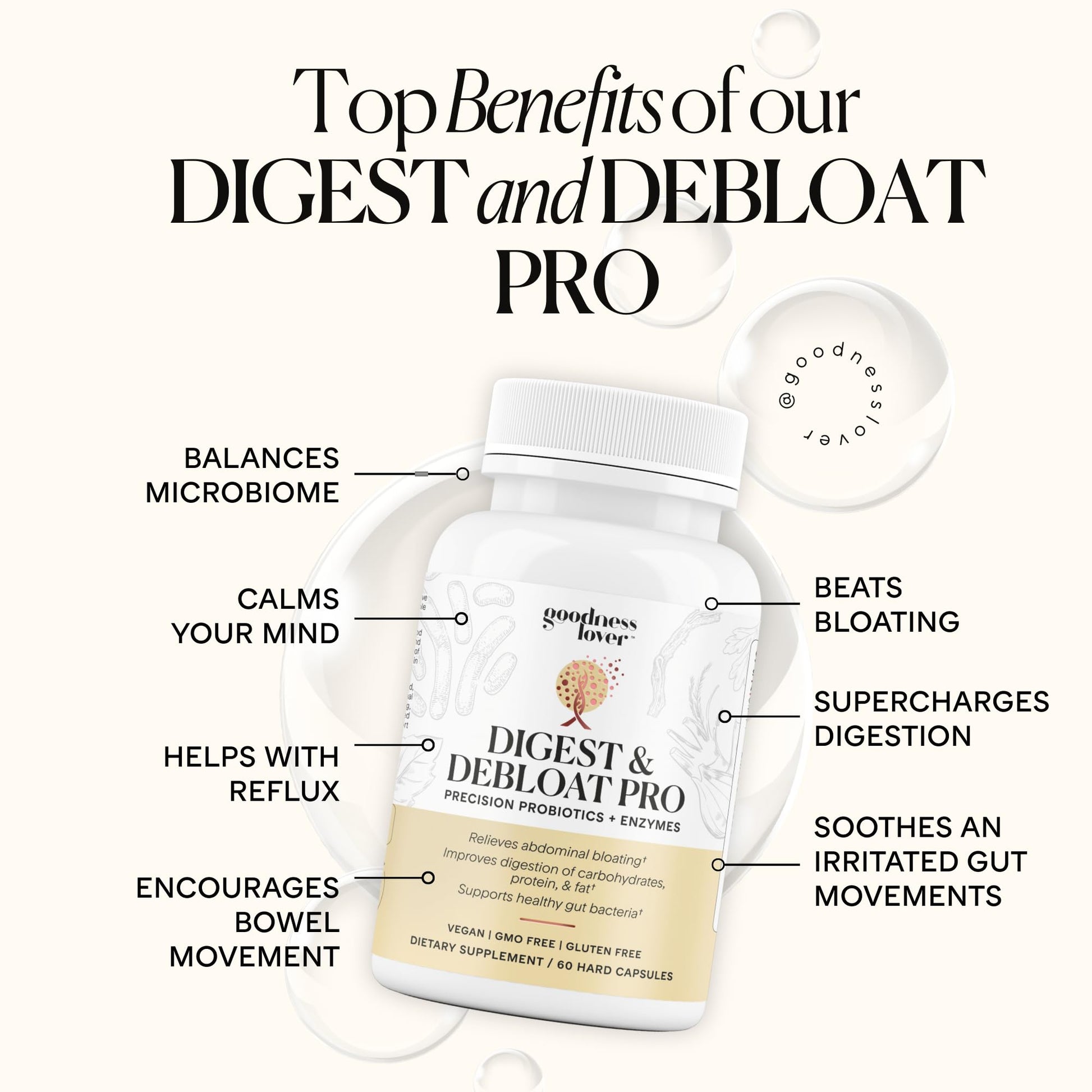 Goodness Lover Digest & Debloat Pro, Natural Digestive Enzymes Probiotics for Bloating Relief and Gas Relief, Probiotic Supplement for Women and Men, - PrimeBioHealth - canada supplements