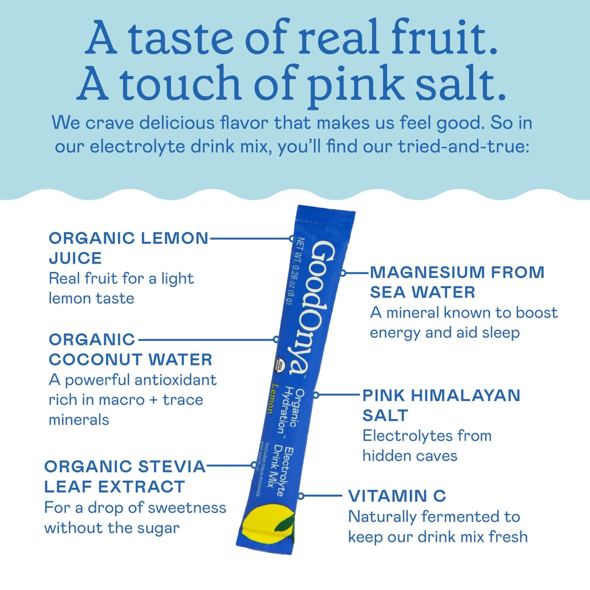 GOODONYA Organic Hydration Electrolyte Drink Mix, Certified Organic Hydration Powder, Non-GMO, Biochecked Glyphosate Free, Low Sugar, Lemonade Flavor, No Artificial Flavors,12 Stick Packs - PrimeBioHealth - canada supplements