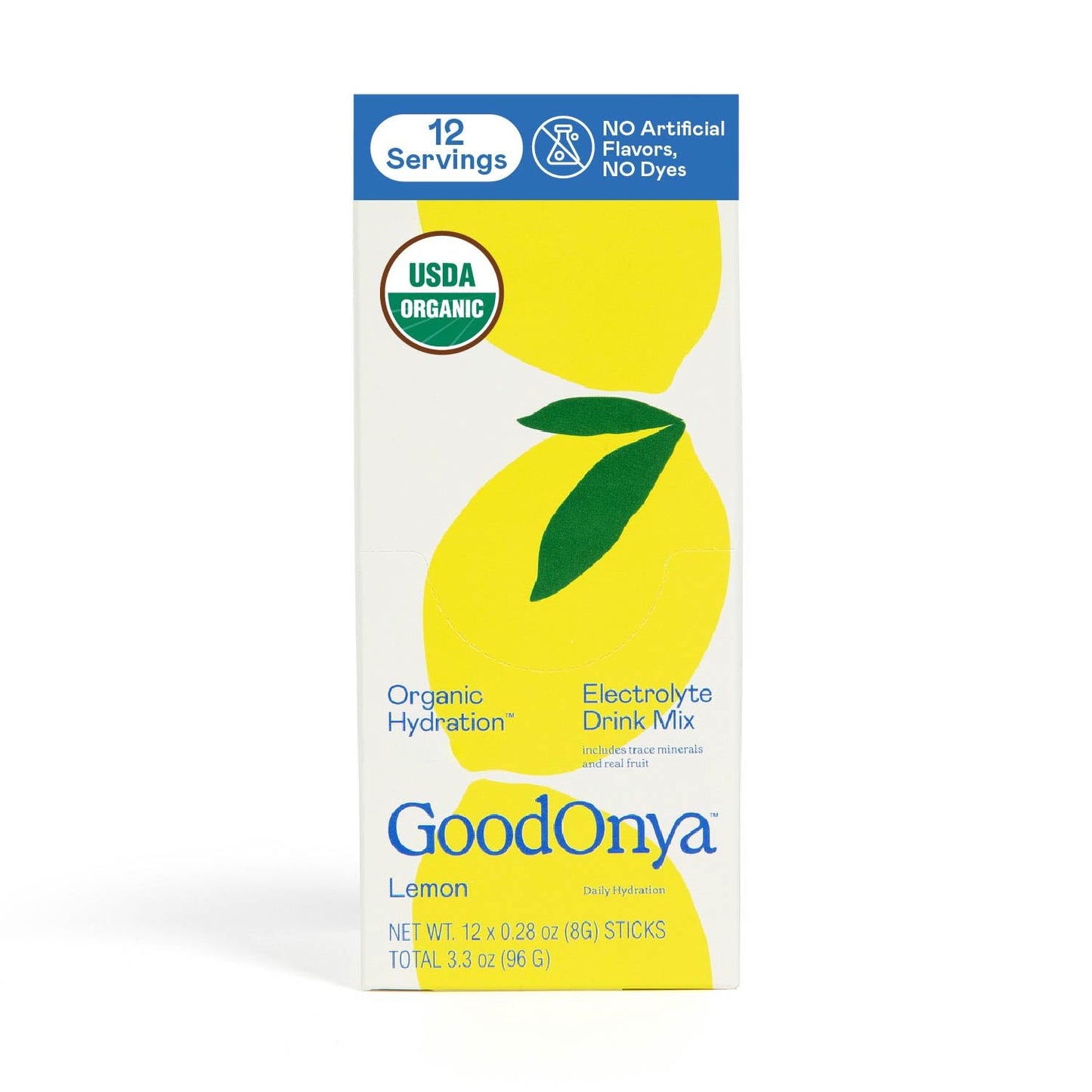 GOODONYA Organic Hydration Electrolyte Drink Mix, Certified Organic Hydration Powder, Non-GMO, Biochecked Glyphosate Free, Low Sugar, Lemonade Flavor, No Artificial Flavors,12 Stick Packs - PrimeBioHealth - canada supplements