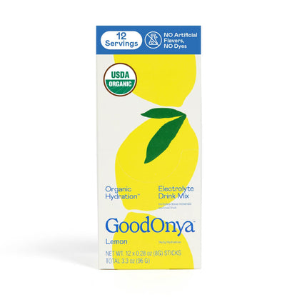 GOODONYA Organic Hydration Electrolyte Drink Mix, Certified Organic Hydration Powder, Non-GMO, Biochecked Glyphosate Free, Low Sugar, Lemonade Flavor, No Artificial Flavors,12 Stick Packs - PrimeBioHealth - canada supplements