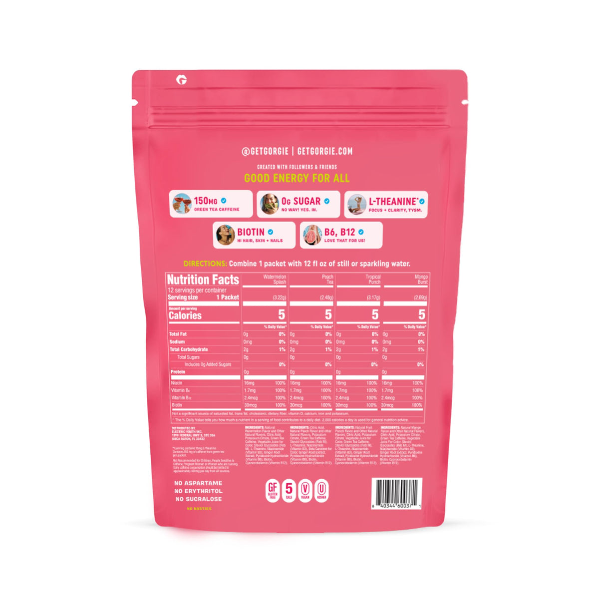 GORGIE Bestsellers Variety, Sugar-Free Natural Energy Drink Mix, On the Go Powder, Healthy Energy Drinks - Green Tea Caffeine, Biotin, B Vitamins -150mg Caffeine, L-Theanine, Vegan, & Low Calorie (Pack of 12) - PrimeBioHealth - canada supplements