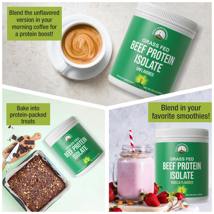Grass Fed Beef Protein Powder - Lactose Free Great Tasting Beef Protein Isolate. Complete Animal Based Non Dairy Paleo Carnivore Supplement for Prime Muscle Building. No Whey. Unflavored - PrimeBioHealth - canada supplements