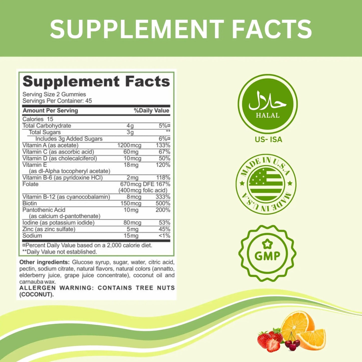 Greenfield Nutritions Halal Multivitamins for Adults | 90 Halal Vitamins for Women & Men | All Essential Gelatin Free Halal Gummy Vitamin, Mineral - PrimeBioHealth - canada supplements