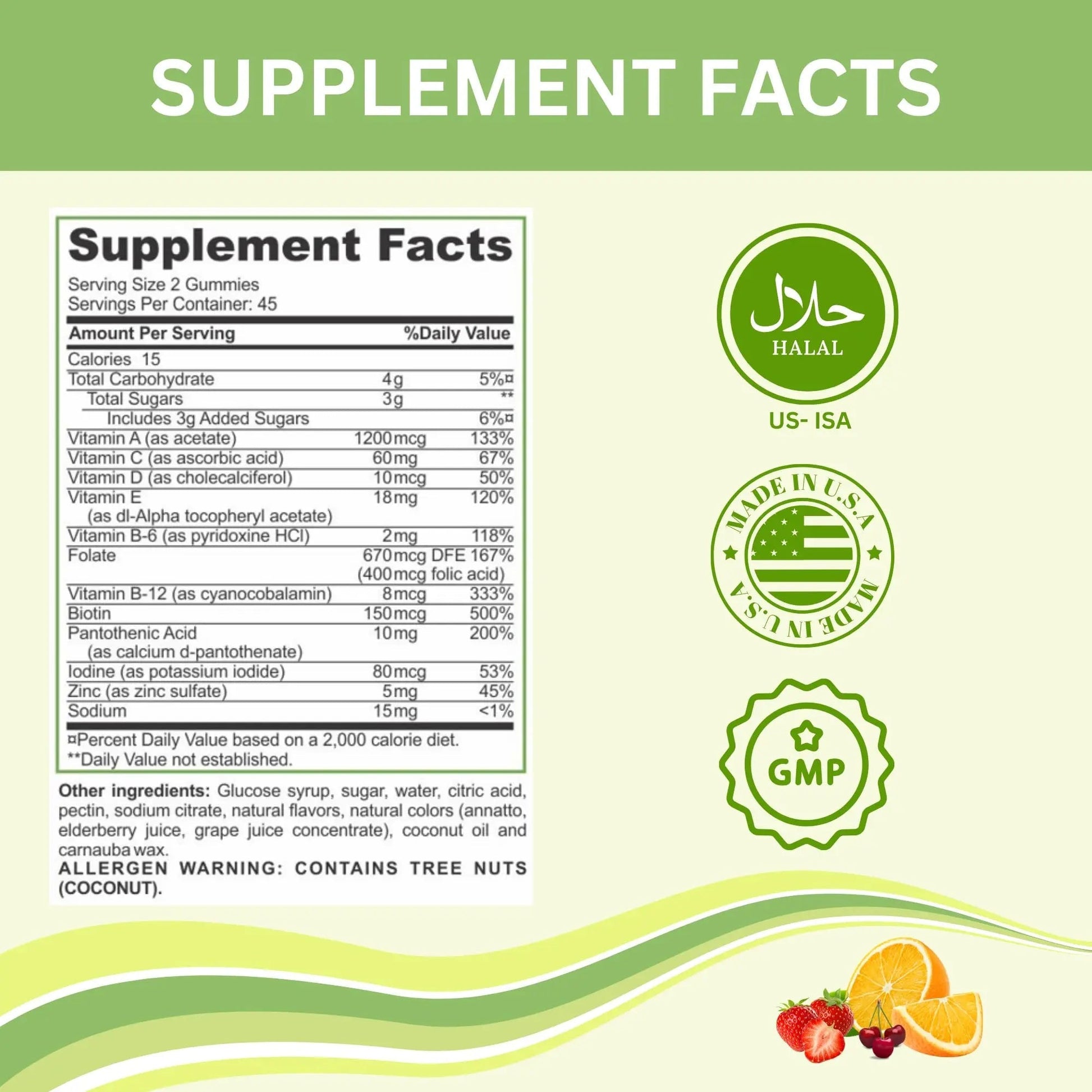 Greenfield Nutritions Halal Multivitamins for Adults | 90 Halal Vitamins for Women & Men | All Essential Gelatin Free Halal Gummy Vitamin, Mineral - PrimeBioHealth - canada supplements