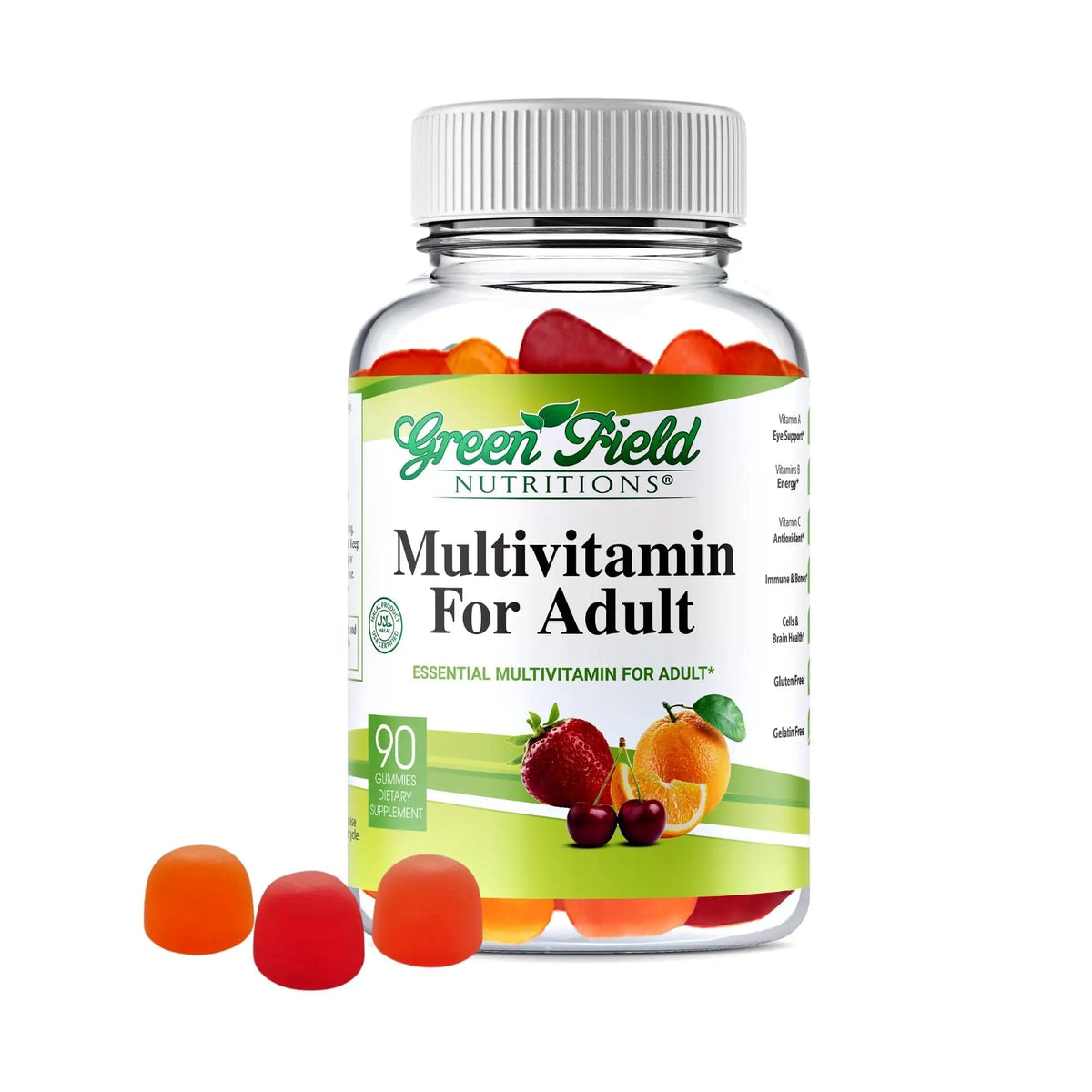 Greenfield Nutritions Halal Multivitamins for Adults | 90 Halal Vitamins for Women & Men | All Essential Gelatin Free Halal Gummy Vitamin, Mineral - PrimeBioHealth - canada supplements