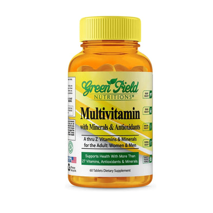 Greenfield Nutritions Halal Multivitamins for Women and Men - 60 Gelatin Free Multivitamin Tablets with 27+ Vitamin Minerals, A, B12, C, D3, Iron and Zinc - PrimeBioHealth - canada supplements