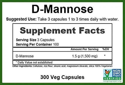GreenPacks® D-Mannose 500mg, Non-GMO Verified Supplement - 300 Capsules - PrimeBioHealth - canada supplements