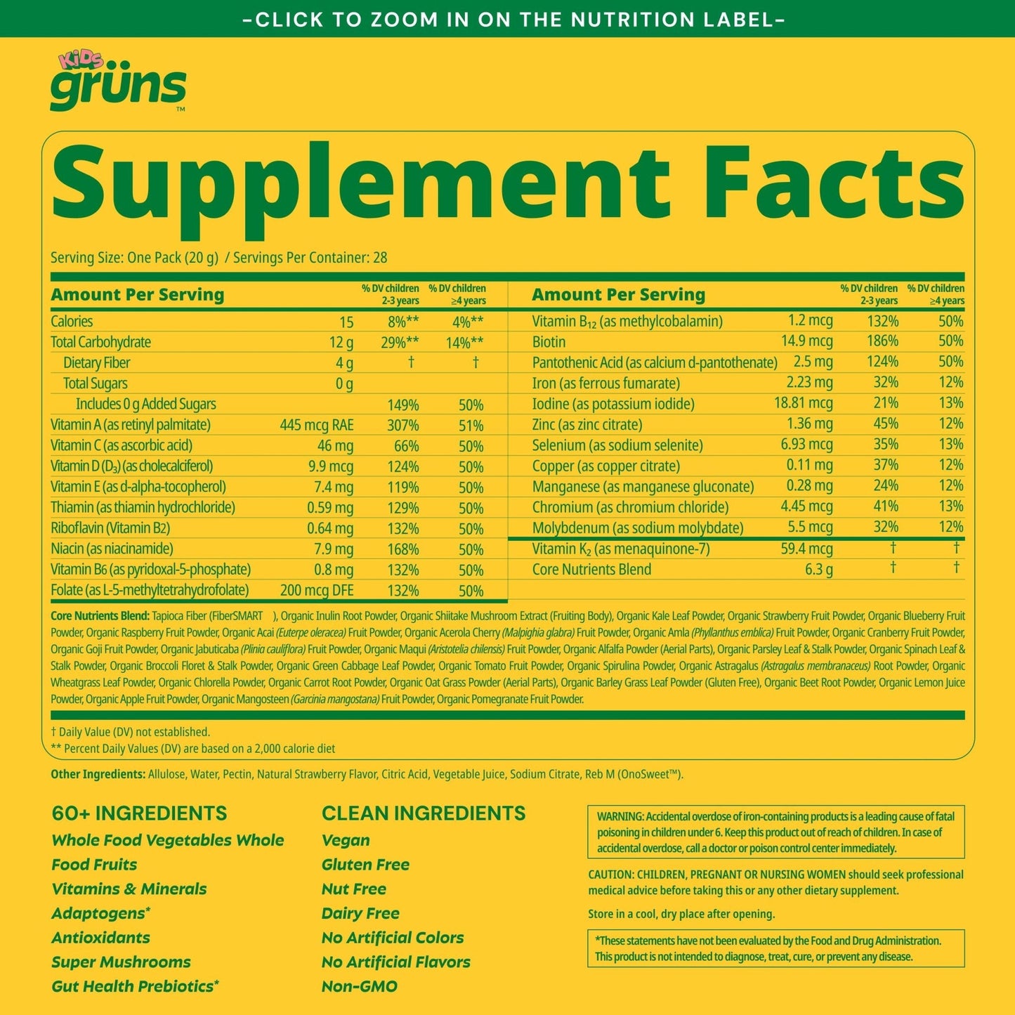 Gruns Multivitamin for Kids, Super Greens Gummies, Superfood Gummy Bears with 20+ Vitamins & Minerals, Spirulina, Chlorella, Alfalfa, Prebiotics Fiber for Digestive Health - PrimeBioHealth - canada supplements