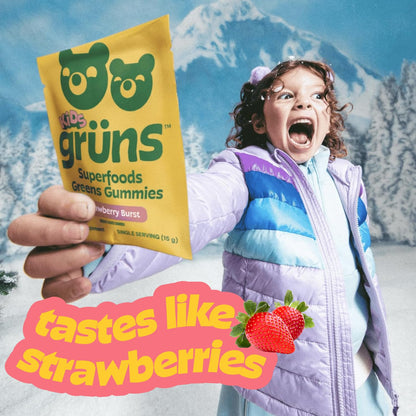 Gruns Multivitamin for Kids, Super Greens Gummies, Superfood Gummy Bears with 20+ Vitamins & Minerals, Spirulina, Chlorella, Alfalfa, Prebiotics Fiber for Digestive Health - PrimeBioHealth - canada supplements