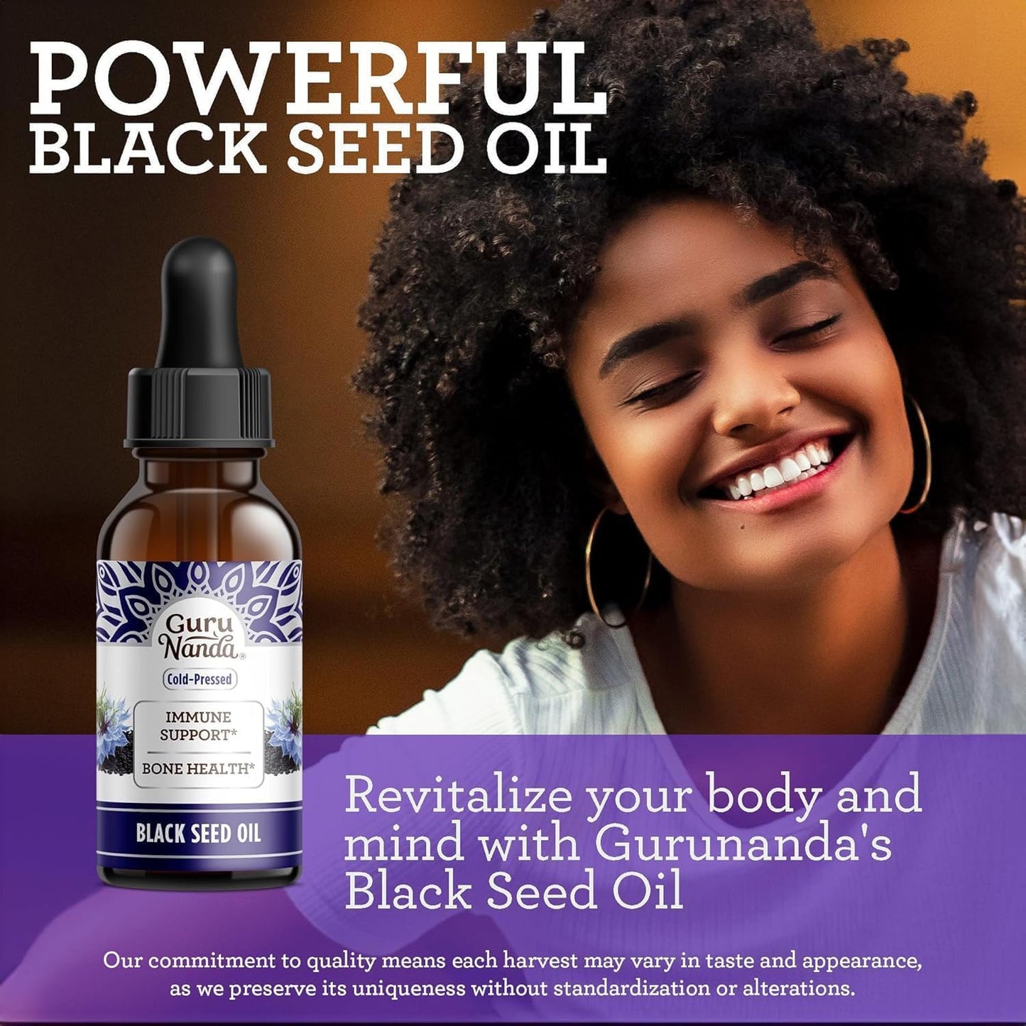 GuruNanda Black Seed Oil, Cold-Pressed Nigella Sativa - Rich in Vitamin D3 5000 Units, K2 & E, High Thymoquinone | Potent Antioxidant - PrimeBioHealth - canada supplements