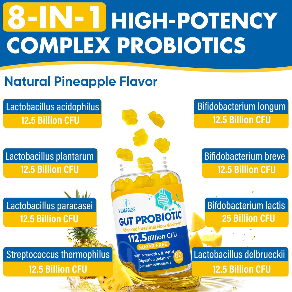 Gut Health & Probiotic Gummies, 112.5 Billion CFU, Sugar Free - 8 Strains + Prebiotics + Herbs - for Digestive, Immune, Diarrhea & Bloating - Gut Health for Women & Men - PrimeBioHealth - canada supplements