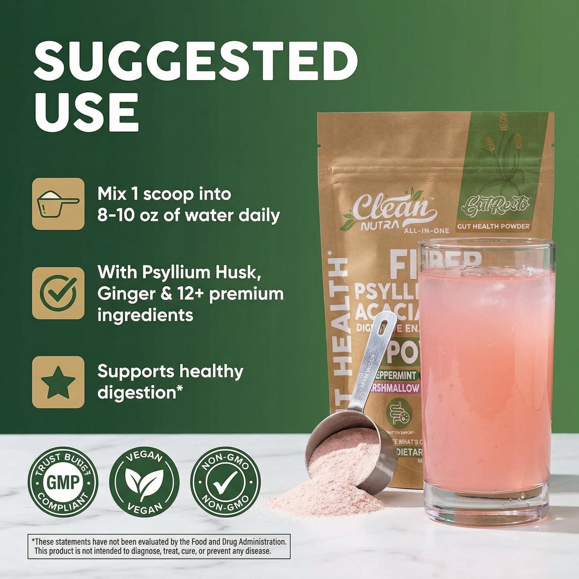 GutResto Fiber Supplement Psyllium Husk Powder Probiotic Gut Health Digestive Enzymes Prebiotic L-Glutamine Slippery Elm Aloe Vera Marshmallow Root Turmeric Ginger - PrimeBioHealth - canada supplements