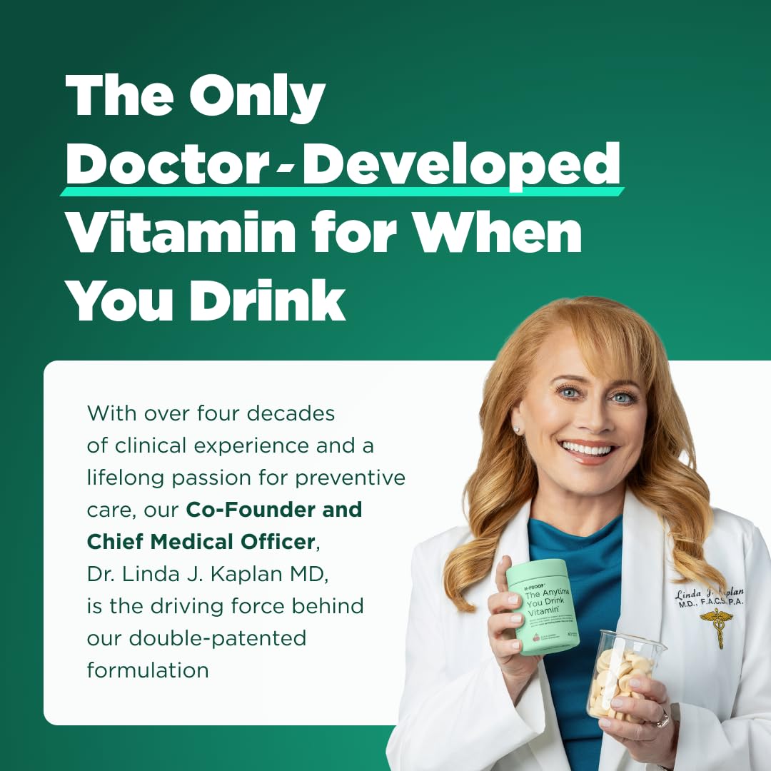 H-PROOF The Anytime You Drink Vitamin, Liver Health & Immunity Support with Electrolytes, Milk Thistle, and Vitamins B & C - 40 Chewable Tablets - PrimeBioHealth - canada supplements