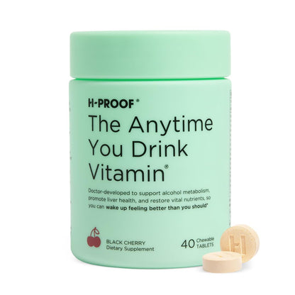 H-PROOF The Anytime You Drink Vitamin, Liver Health & Immunity Support with Electrolytes, Milk Thistle, and Vitamins B & C - 40 Chewable Tablets - PrimeBioHealth - canada supplements