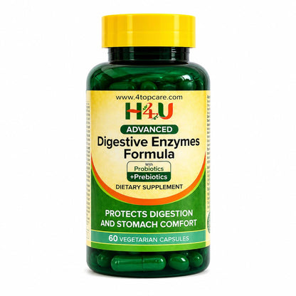 H4U Advanced Digestive Enzymes with Probiotics & Prebiotics – Multi Enzyme Supplement for Gut Health, Digestion Support, Bloating Relief & Stomach Comfort, - PrimeBioHealth - canada supplements
