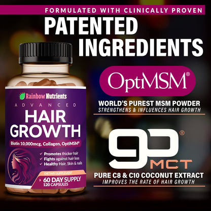Hair Growth Vitamins for Women | Biotin 10,000mcg, Collagen, Patented OptiMSM®, goMCT - PrimeBioHealth - canada supplements
