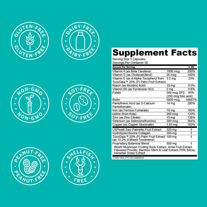 Hair La Vie Live Conscious Clinical Formula Hair Growth Vitamins for Women and Men w/Biotin, Collagen & Saw Palmetto (Pack of 1) - PrimeBioHealth - canada supplements