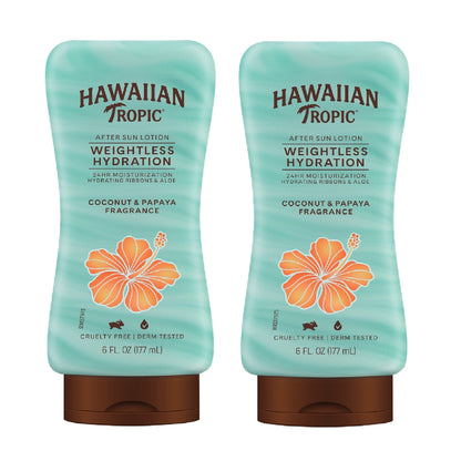 Hawaiian Tropic Weightless Hydration After Sun Lotion with Aloe, 6Fl Oz Twin Pack, Hawaiian Tropic Lotion, Moisturizing Lotion - PrimeBioHealth - canada supplements