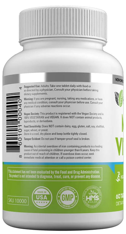HAYAT Vitamins Vegan Natural Multivitamin, Daily Vitamins with Vitamin A, C, D, E, B1, B2, B3, B6, B12, Biotin, Zinc and More, 2 Month Supply, All Natural - PrimeBioHealth - canada supplements