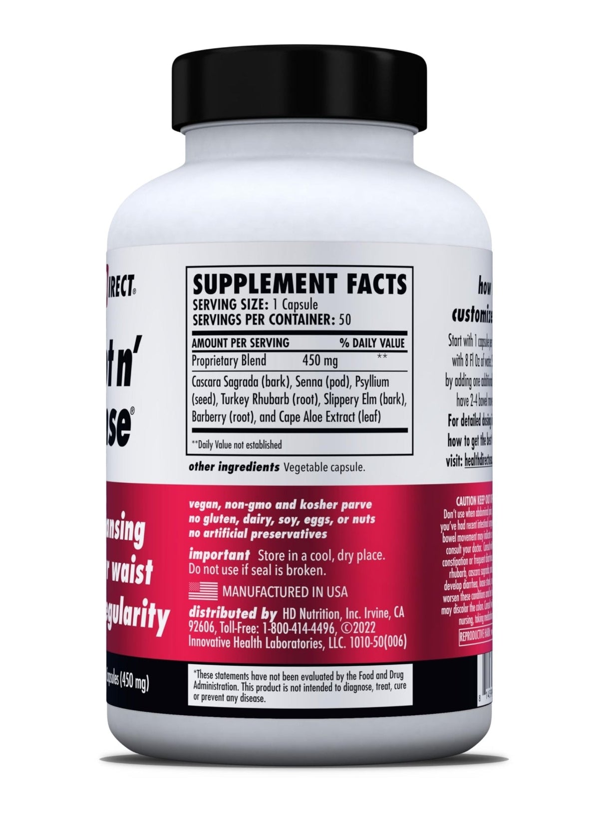 HEALTH DIRECT Sculpt n' Cleanse - Herbal Colon Cleanse for Digestive Health & Regularity - Natural Detox & Gut Flush Supplement - 50 Veggie Capsules - PrimeBioHealth - canada supplements
