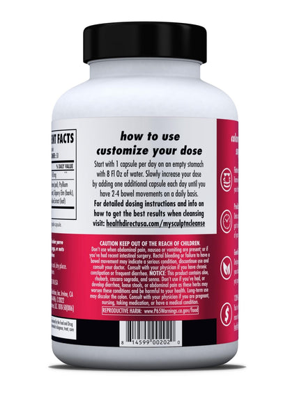 HEALTH DIRECT Sculpt n' Cleanse - Herbal Colon Cleanse for Digestive Health & Regularity - Natural Detox & Gut Flush Supplement - 50 Veggie Capsules - PrimeBioHealth - canada supplements