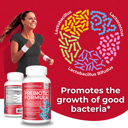 Health Plus Prebiotic Formula - Probiotics + Prebiotics + Digestive Enzymes - Gluten Free, Dairy Free, Natural Herbal Ingredients - PrimeBioHealth - canada supplements