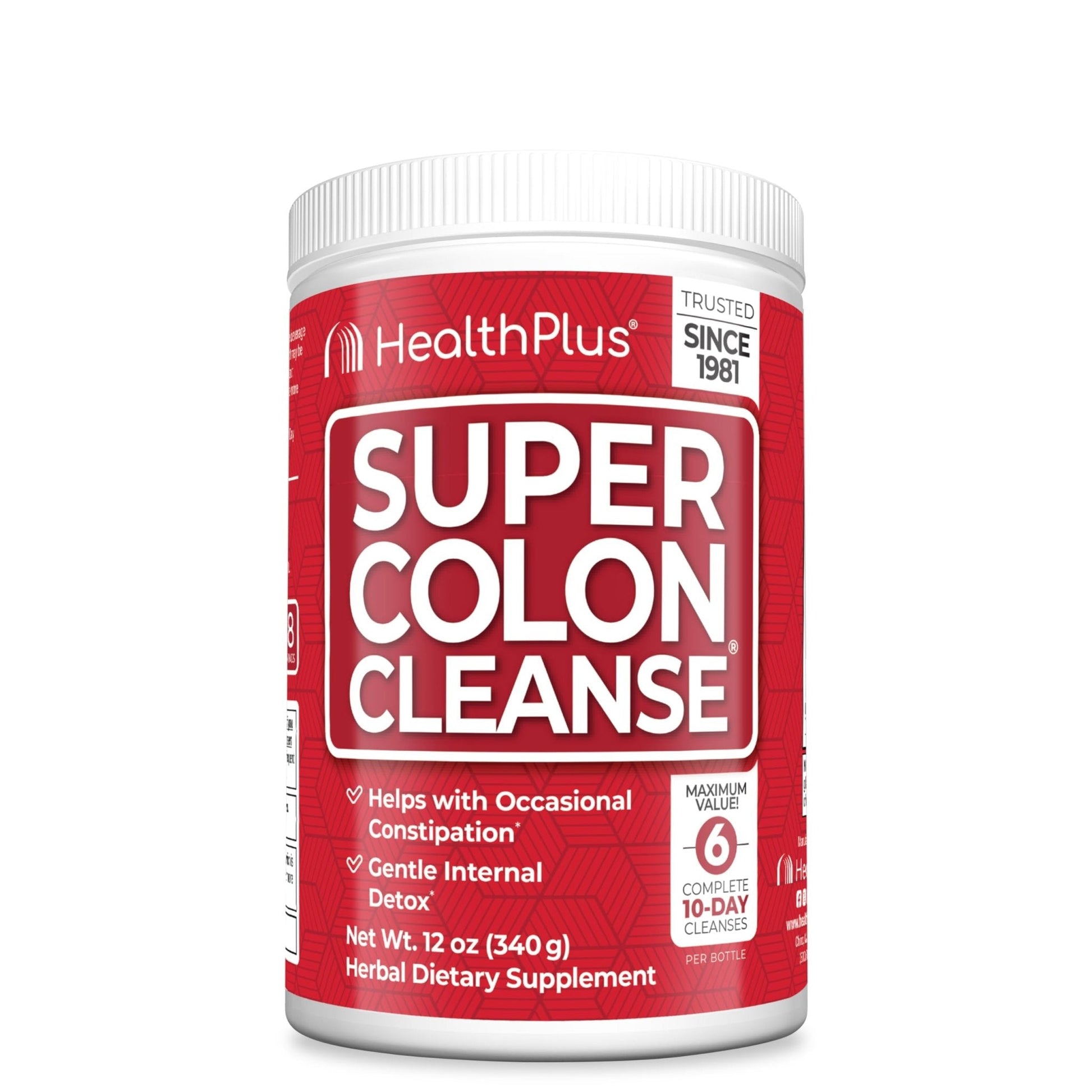 Health Plus Super Colon Cleanse, 12 oz Powder, 68 Servings - Natural Detox, Digestive Constipation Relief, Gentle Gut Cleanse with Psyllium Husk & Senna Leaf - PrimeBioHealth - canada supplements