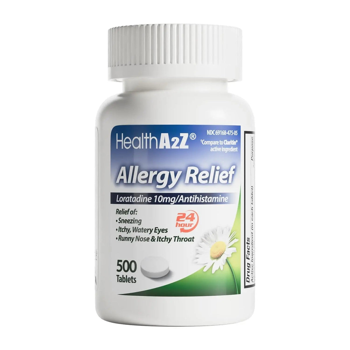 HealthA2Z® Allergy Relief | Loratadine 10mg Antihistamine | 500 Tablets | Dye Free | Relief from Itchy Throat, Sneezing, Runny Noses | 24-Hours Allergy Medicine - PrimeBioHealth - canada supplements
