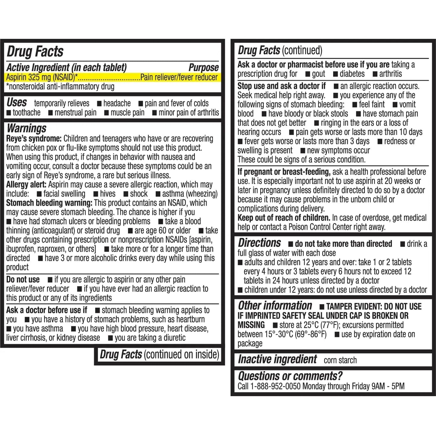 HealthA2Z® Aspirin 325mg | Uncoated Tablets |Original Strength | Pain Reliver | Fever Reducer | Compare to Bayer® Active Ingredients… (300 Counts) - PrimeBioHealth - canada supplements