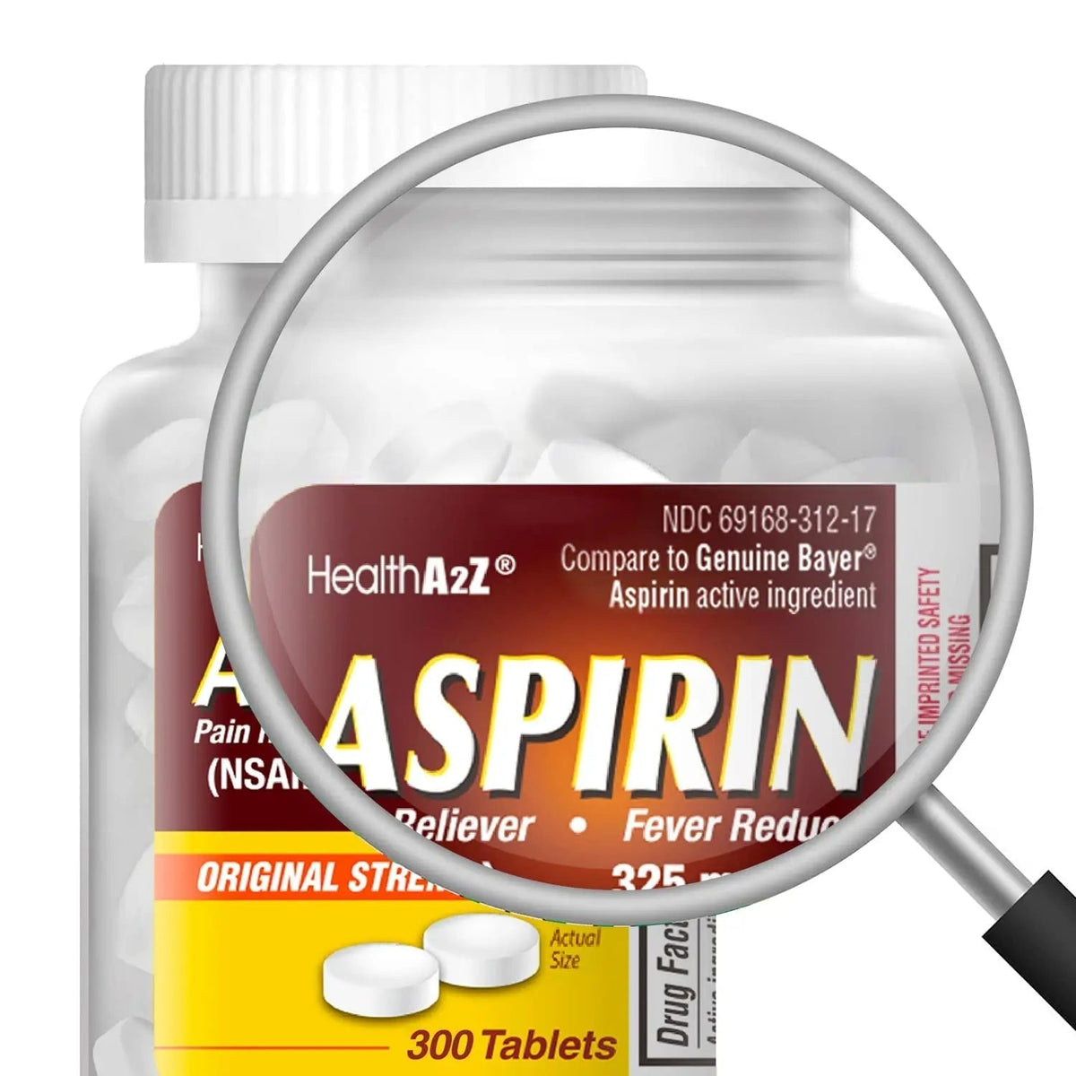 HealthA2Z® Aspirin 325mg | Uncoated Tablets |Original Strength | Pain Reliver | Fever Reducer | Compare to Bayer® Active Ingredients… (300 Counts) - PrimeBioHealth - canada supplements