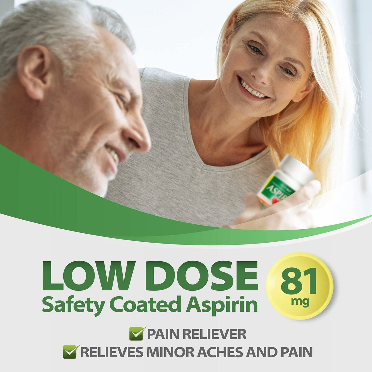 HealthA2Z® Aspirin 81 mg | Low Strength | Enteric Coated | Pain Relief | Reduces Minor Aches Muscle Pain & Cramps | Fever Reducer | Reduces Headache (365 Counts) - PrimeBioHealth - canada supplements