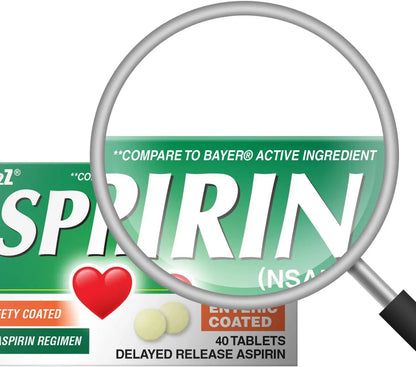 HealthA2Z Aspirin 81mg Low Strength | Enteric Coated | 24 Packs of 40 Counts (960 Tablets Total) | Value Package - PrimeBioHealth - canada supplements