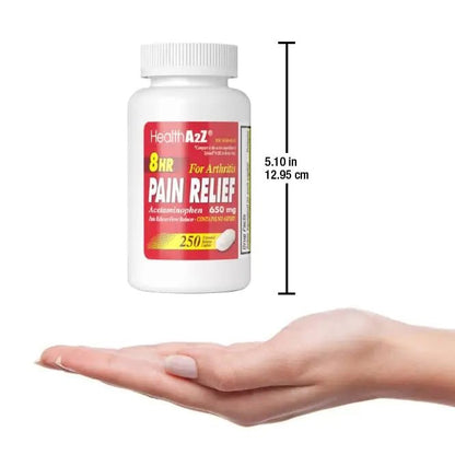 HealthA2Z® Pain Relief Extended Release | Acetaminophen 650mg | 8 Hours | Arthiritis Pain | Pain Reliever - Fever Reducer | Contains no Aspirin | (250 Caplets) - PrimeBioHealth - canada supplements