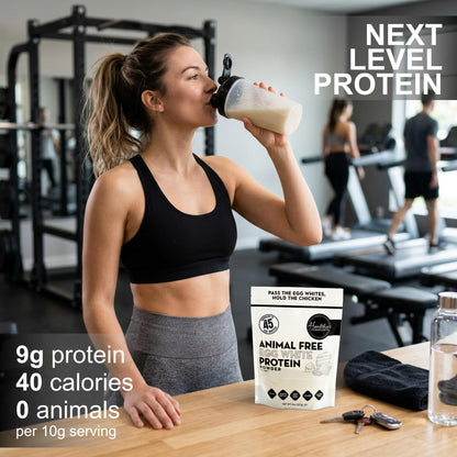 Healthier Comforts Animal-Free Egg White Protein Powder | Make Vegan Egg Omelets, Angel Food Cake, Meringue, Protein Shakes | Whips and Binds Just Like Traditional Egg Whites (8 oz) - PrimeBioHealth - canada supplements