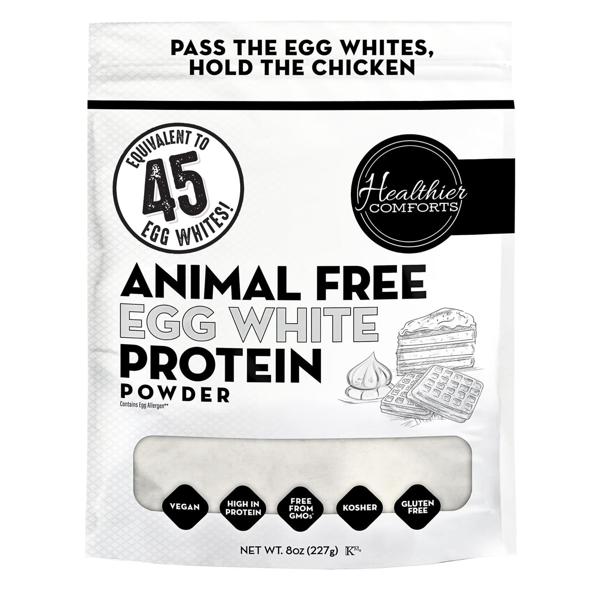 Healthier Comforts Animal-Free Egg White Protein Powder | Make Vegan Egg Omelets, Angel Food Cake, Meringue, Protein Shakes | Whips and Binds Just Like Traditional Egg Whites (8 oz) - PrimeBioHealth - canada supplements