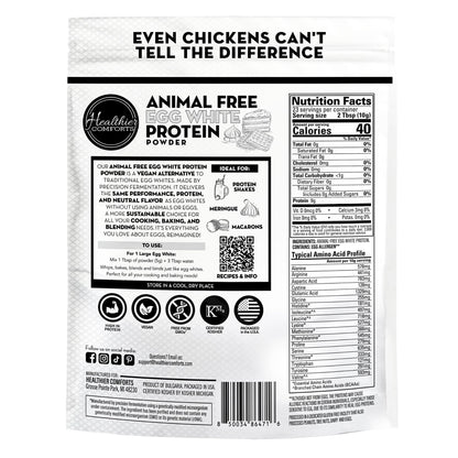 Healthier Comforts Animal-Free Egg White Protein Powder | Make Vegan Egg Omelets, Angel Food Cake, Meringue, Protein Shakes | Whips and Binds Just Like Traditional Egg Whites (8 oz) - PrimeBioHealth - canada supplements