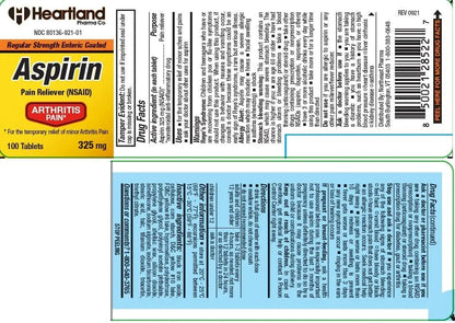 Heartland Pharma Aspirin 325mg Enteric Coated Tablets | Original Strength NSAID Pain Reliever & Fever Reducer | Joint Pain Relief for Arthritis | Child-Resistant Safety Cap | Made in USA | 100 Count - PrimeBioHealth - canada supplements