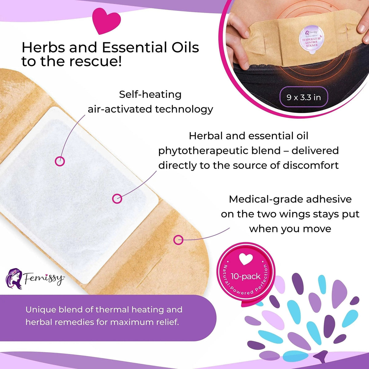 Heat Patches for Menstrual Cramps Based on Flow Strength, 10 Period Patches for Weak & Normal Flow & 1 Single Patch with Natural Herbs & Oils; Disposable Stick On Heating Pads Cramp-Free Period - PrimeBioHealth - canada supplements