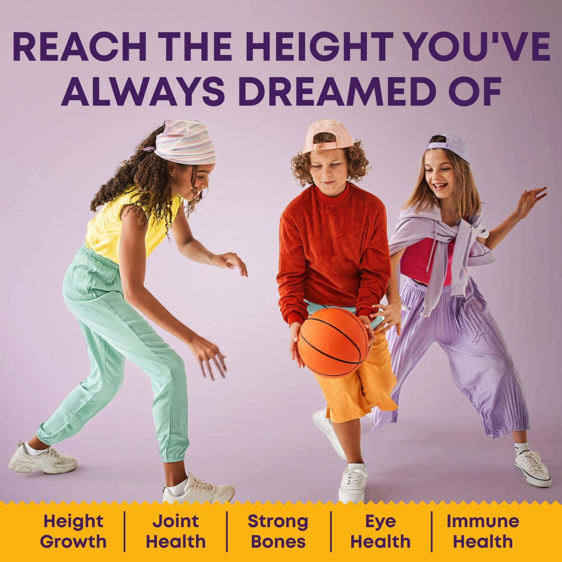 Height Growth Gummies for Kids & Teens - Calcium, Vitamin D3 + K2, Zinc, Magnesium, L-Arginine, Vitamin C - Multivitamin for Teen Boys & Girls - Grow Taller Supplement for Kids Height - 60 Gummies - PrimeBioHealth - canada supplements