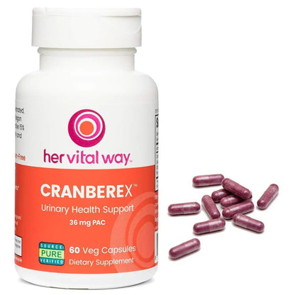 her vital way Cranberex - Cranberry Pills for Women and Men - Cranberry Supplement with 36mg PAC - Cranberry Extract Capsules for Urinary Tract Health and Kidney Care - 60 Veg Capsules - PrimeBioHealth - canada supplements