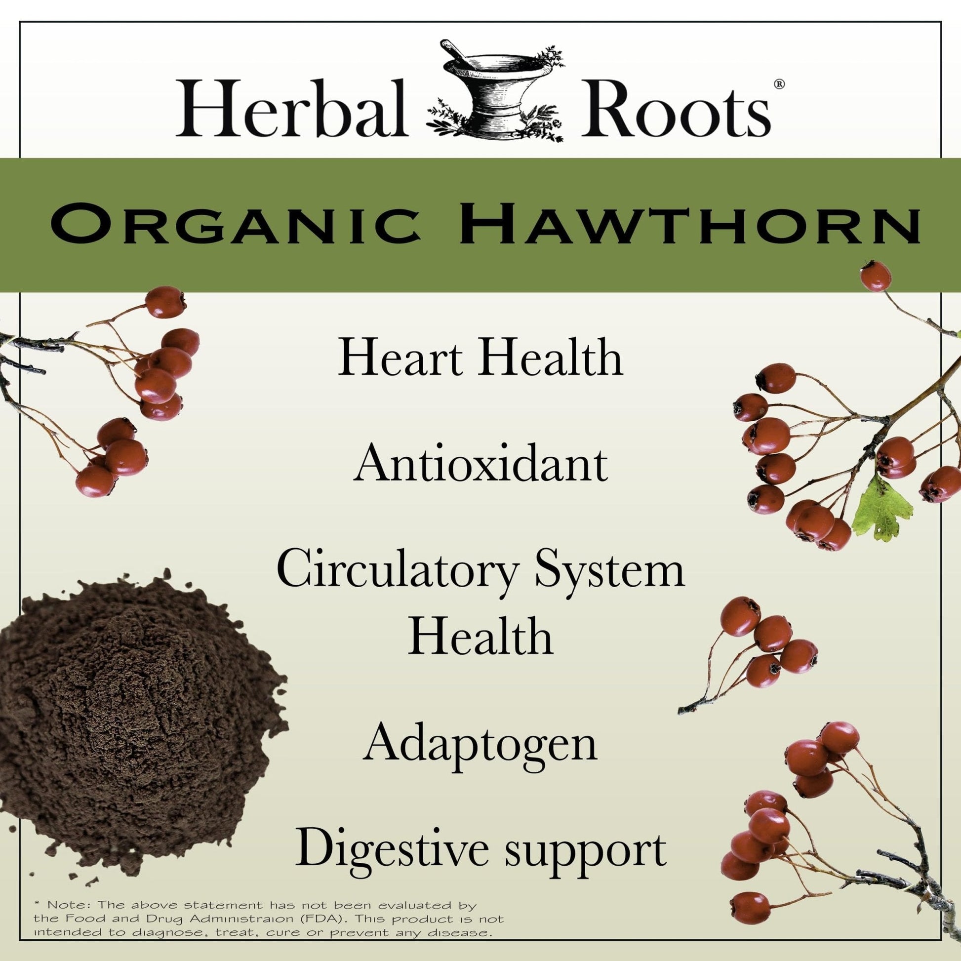 Herbal Roots Organic Hawthorn Berry Capsules | Extra Strength 1,200mg per Serving | 60 Vegan Capsules - PrimeBioHealth - canada supplements