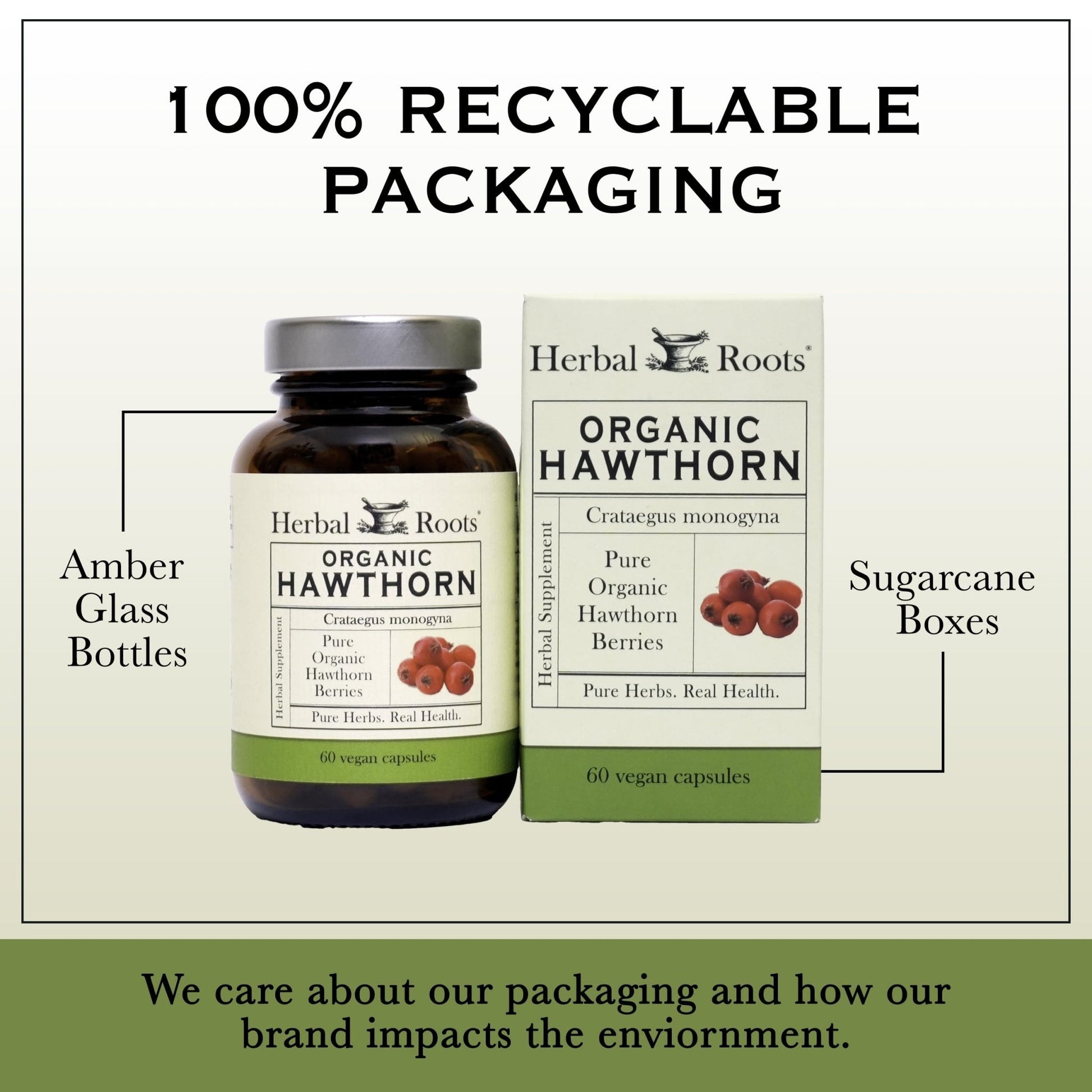 Herbal Roots Organic Hawthorn Berry Capsules | Extra Strength 1,200mg per Serving | 60 Vegan Capsules - PrimeBioHealth - canada supplements