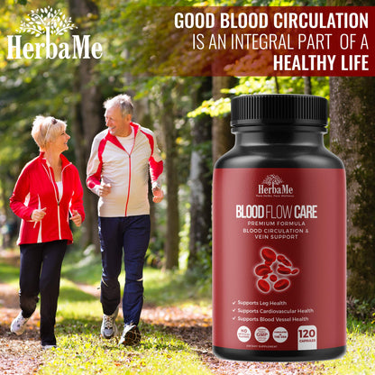HerbaMe Blood Circulation Supplement, 120 Capsules, Supports Leg Vein, Heart, Vessels and Cardiovascular Health with Niacin, L-Arginine, Ginger, Cayenne Pepper - PrimeBioHealth - canada supplements