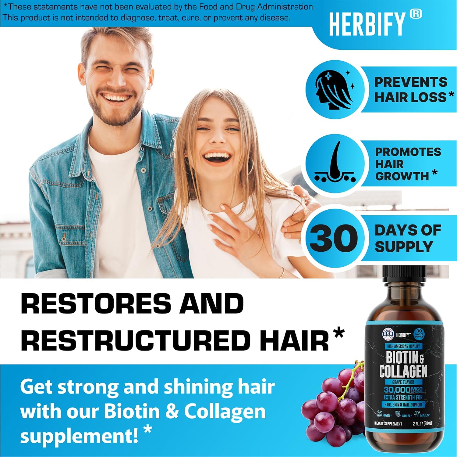 HERBIFY Bundle - Lions Mane Drops & Biotin and Collagen - Brain, Hair, Skin & Nails Support - PrimeBioHealth - canada supplements