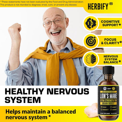 HERBIFY Bundle - Lions Mane & Mullein 4 Fl Oz Strawberry Drops - Supplement for Memory, Focus & Clarity & Immune Support, Lung Cleanse and Bronchial Support - PrimeBioHealth - canada supplements