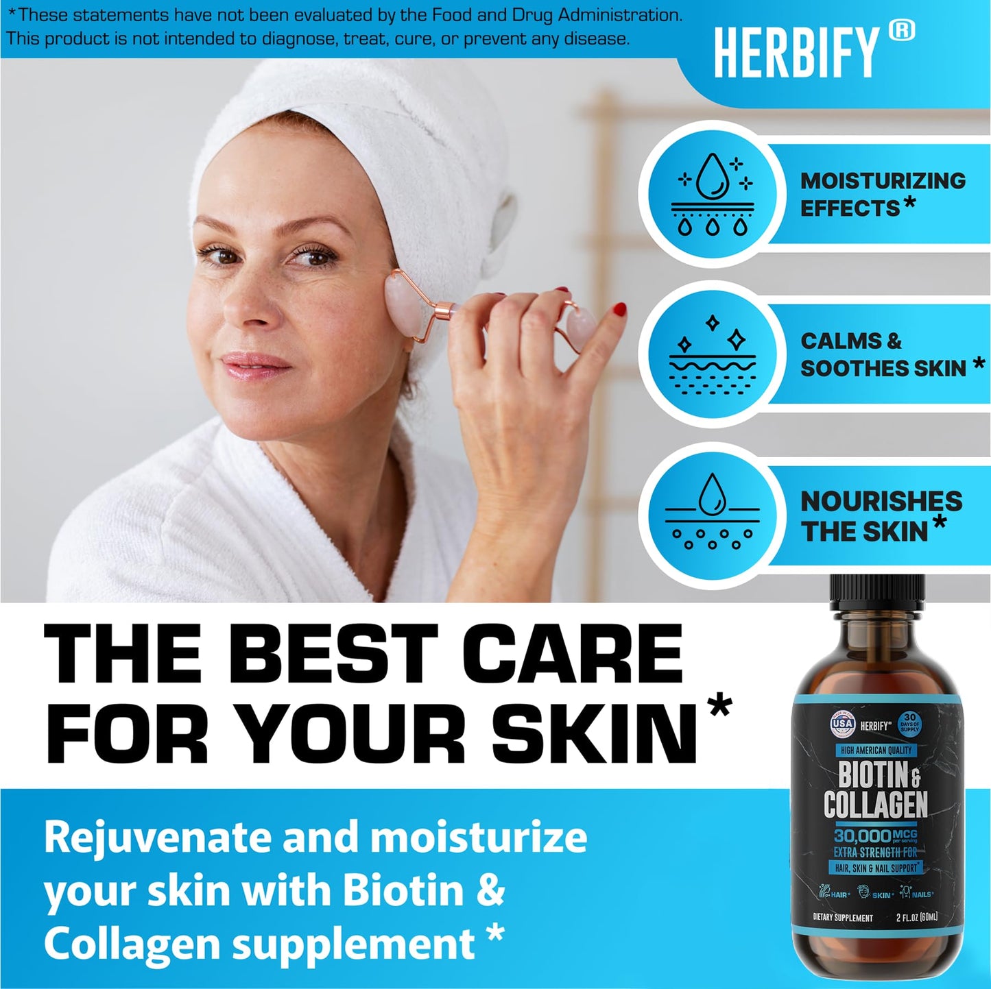 HERBIFY Liquid Biotin and Collagen Drops for Women & Men, 30 Days of Supply - Support Hair, Skin & Nails - Liquid Collagen for Women - 2 FL Oz Made in USA - PrimeBioHealth - canada supplements