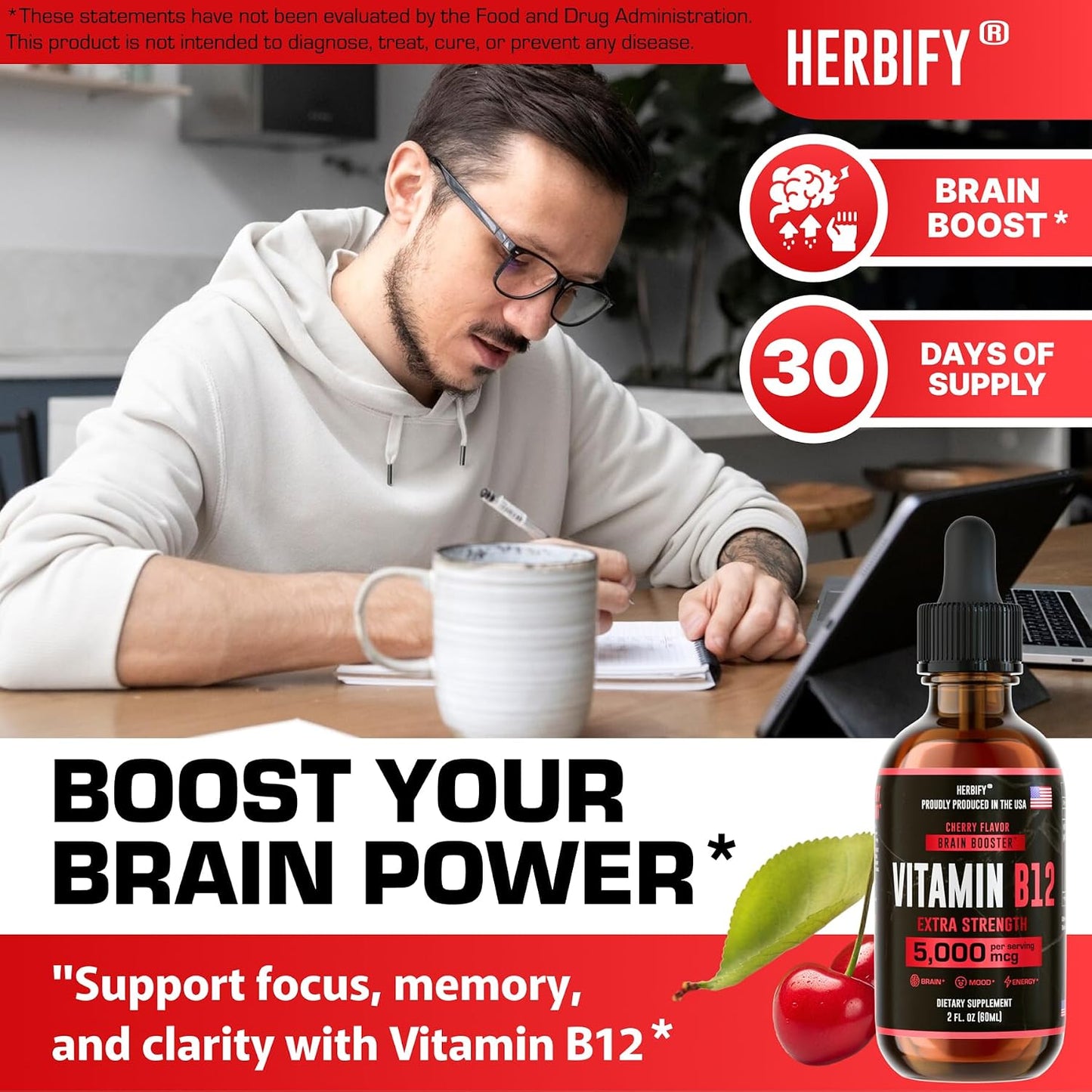 HERBIFY Vitamin B12 Methylated Multivitamin Energy Supplements for Women & Men - Liquid B12 Vitamins 5000 Mcg Methylcobalamin - Energy Support and Immune Health Liquid Vitamin - 30 Days Supply - 2 Oz - PrimeBioHealth - canada supplements